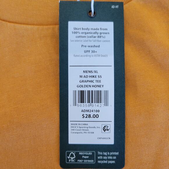 Alpine Design Tee Mens XL SS Crew Graphic Hallet Peak Hike Organic Cotton UPF 30 - Picture 6 of 6